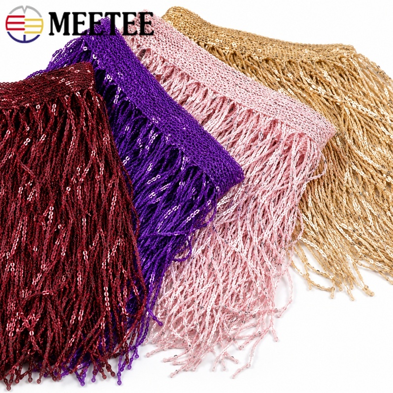 Fringe Ribbon Sewing - 3/5 Yards 20cm Pailletten-Quastenborte, glänzendes Polyester-Spitzenband