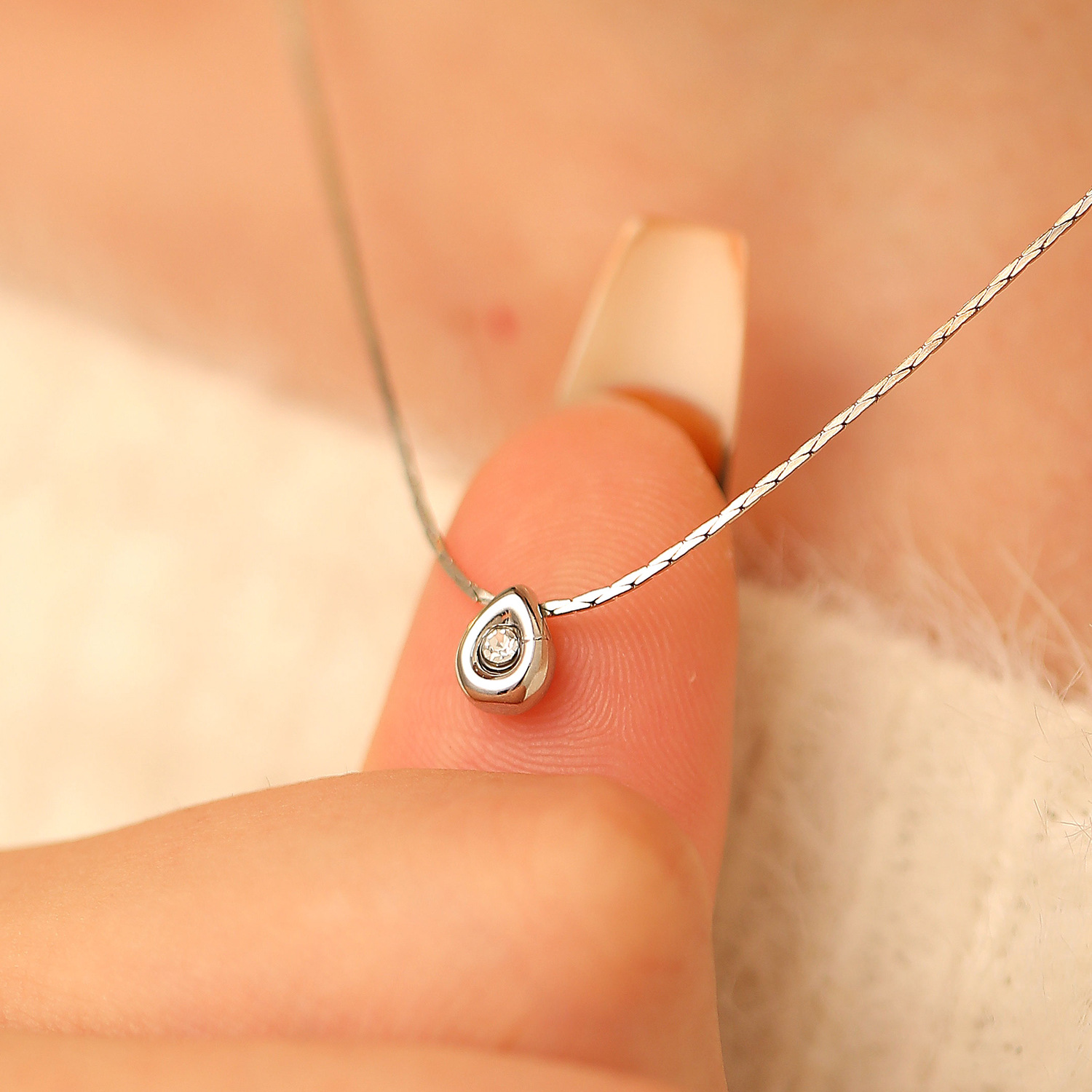 Pearl Trim Chain - Einfache Modische Wassertropfen-Perlenkette für Damen, Schmuck