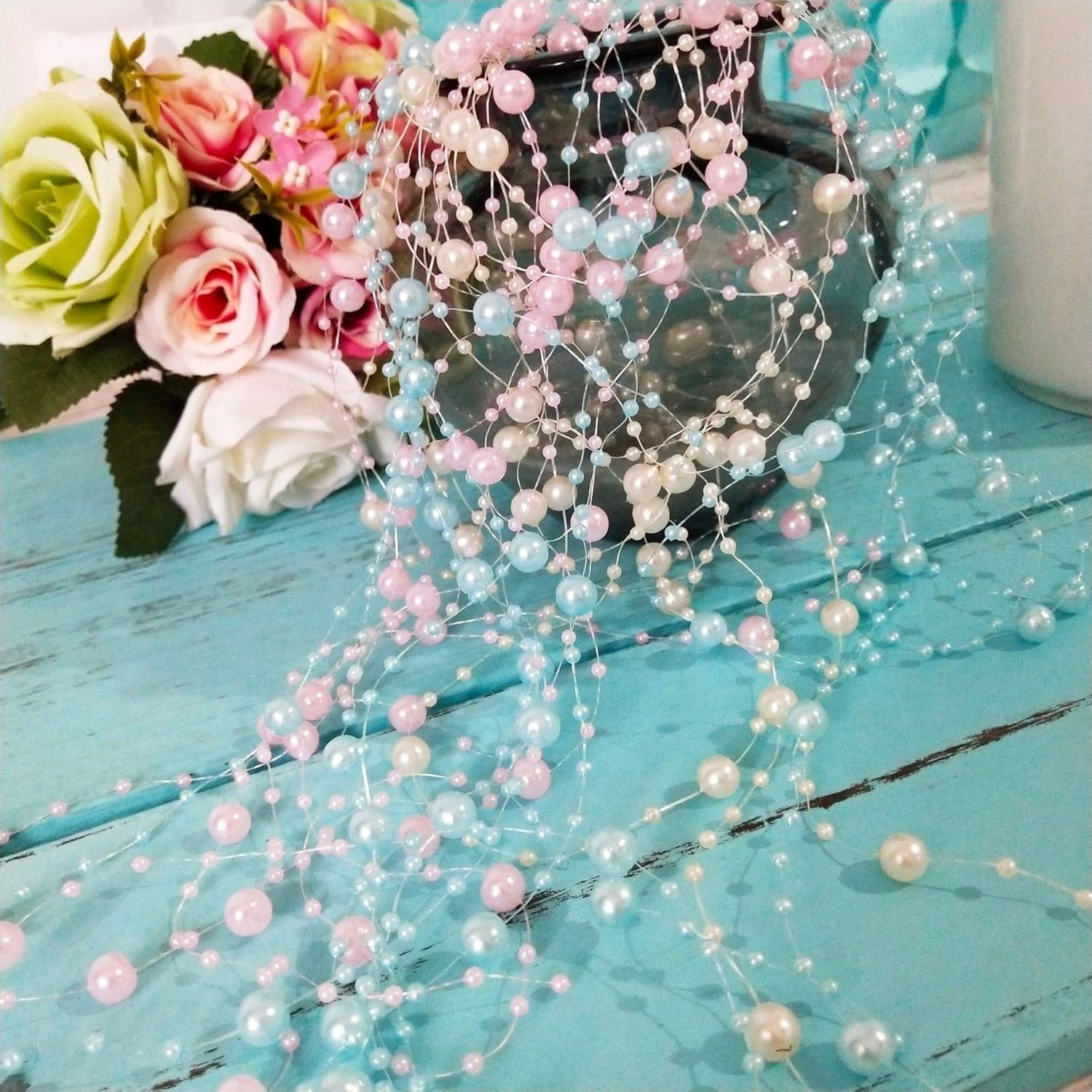 Pearl Trim Chain - 30/60m 3-8mm Angelschnur Kunst perlen Blumen