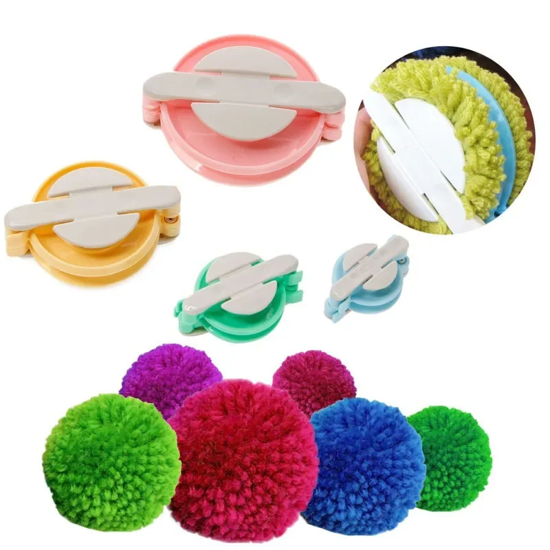Pom Pom Maker Tool - 4 Größen Wollknäuel-Maker Strickwerkzeuge Garn-Pompon-Set Plüschball-Weber