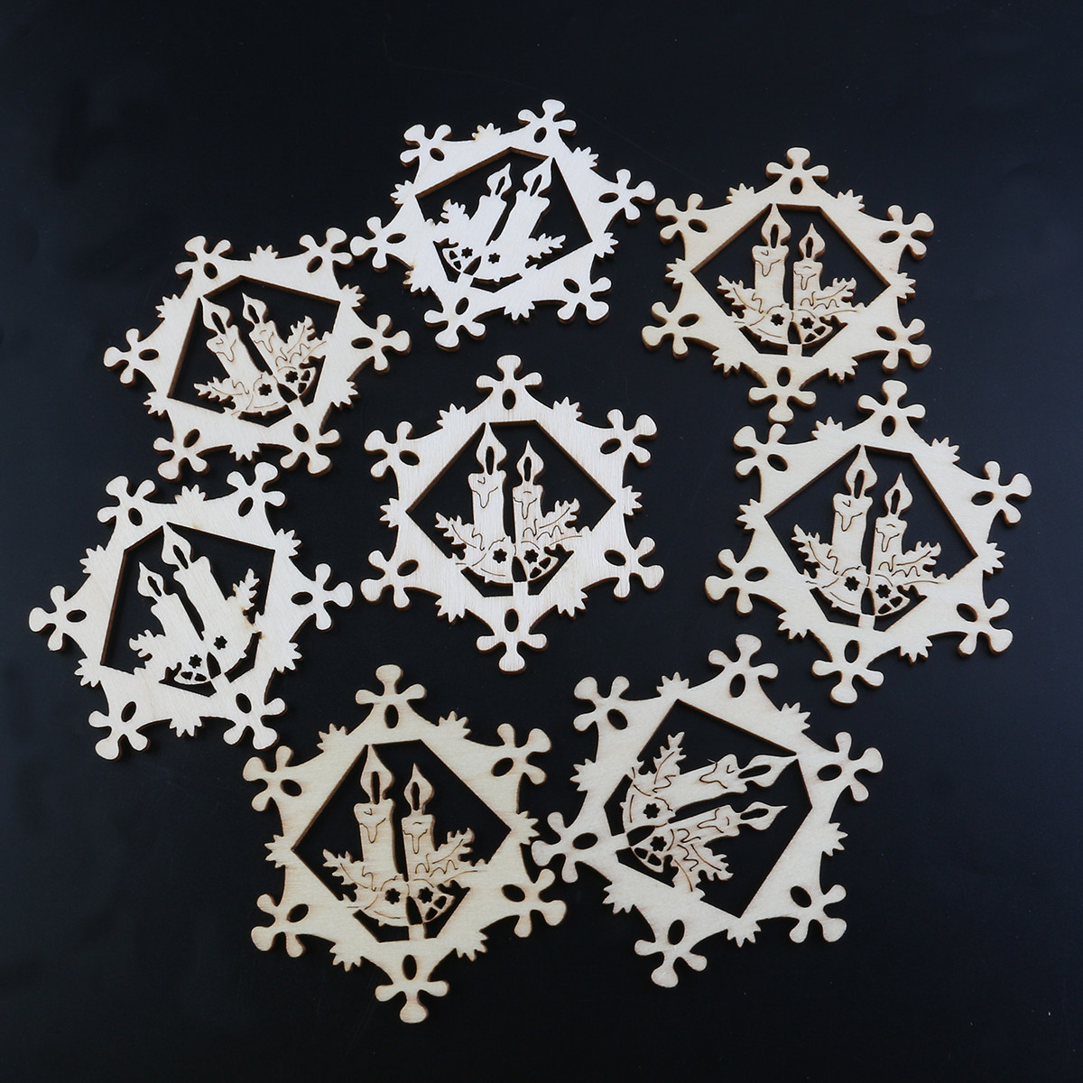 Christmas Craft Embellishment - 10 Stück Schneeflocken-Anhänger, Weihnachtsdekoration aus Holz,