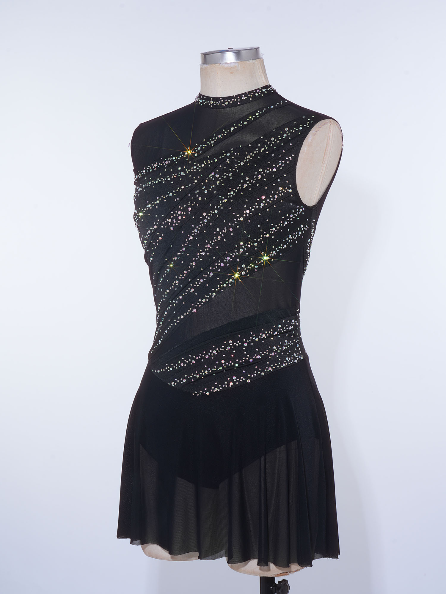 Rhinestone Banding Trim - Strass-Damen-Body mit Rückenausschnitt, unregelmäßigem Saum und