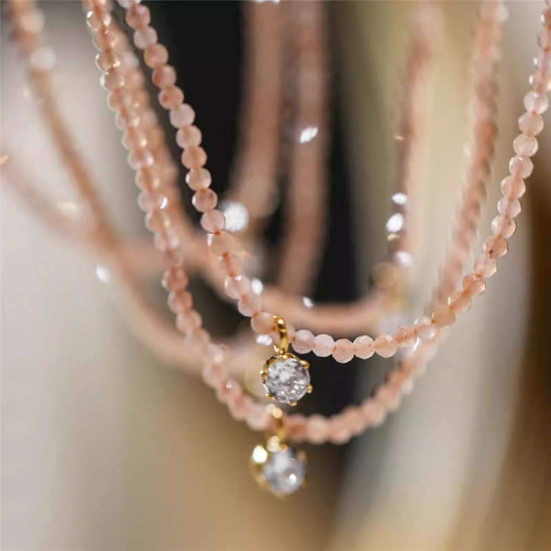 Pearl Trim Chain - Mode Vintage Sexy Zirkon Anhänger Halskette