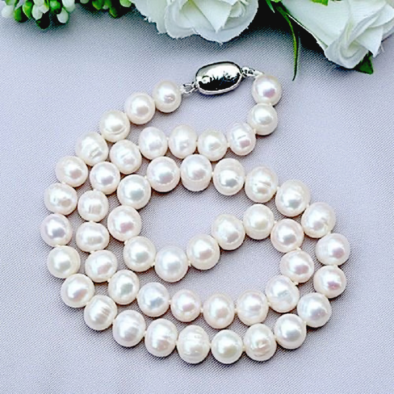 Pearl Trim Chain - 8–9 mm natürliche Süßwasserperle aus 925er-Sterlingsilber,