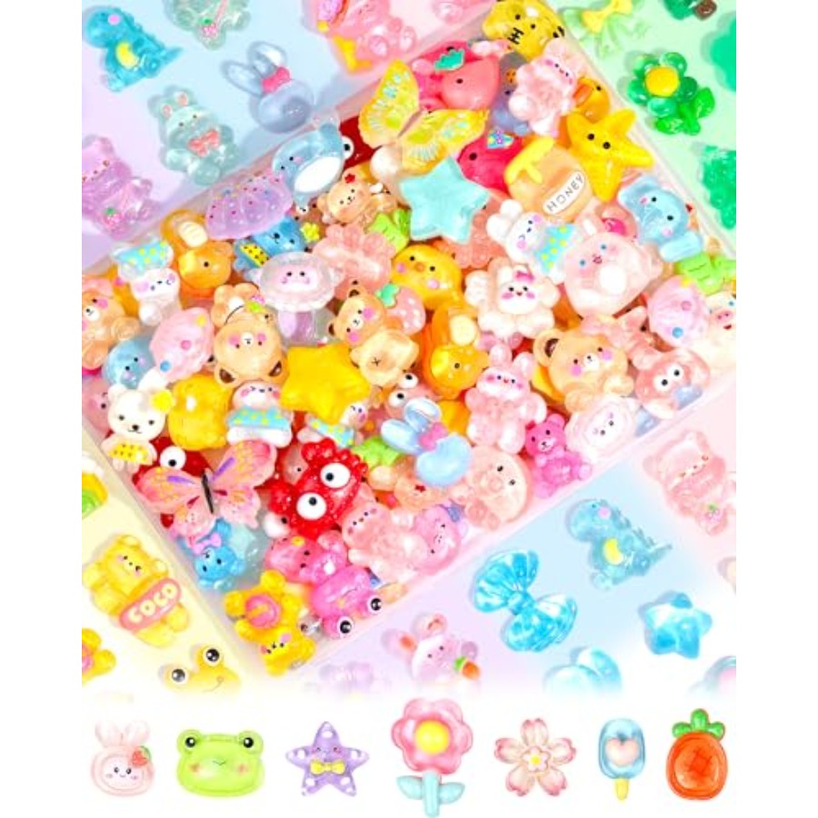 Easter Craft Embellishment Set - 100 Stück Niedliche Slime-Charms als Großpackung,