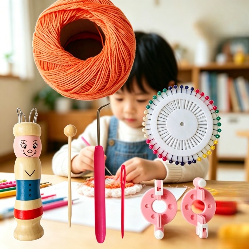 Pom Pom Maker Tool - Holzpuppe Französischer Strickapparat Kinder DIY Handwerk