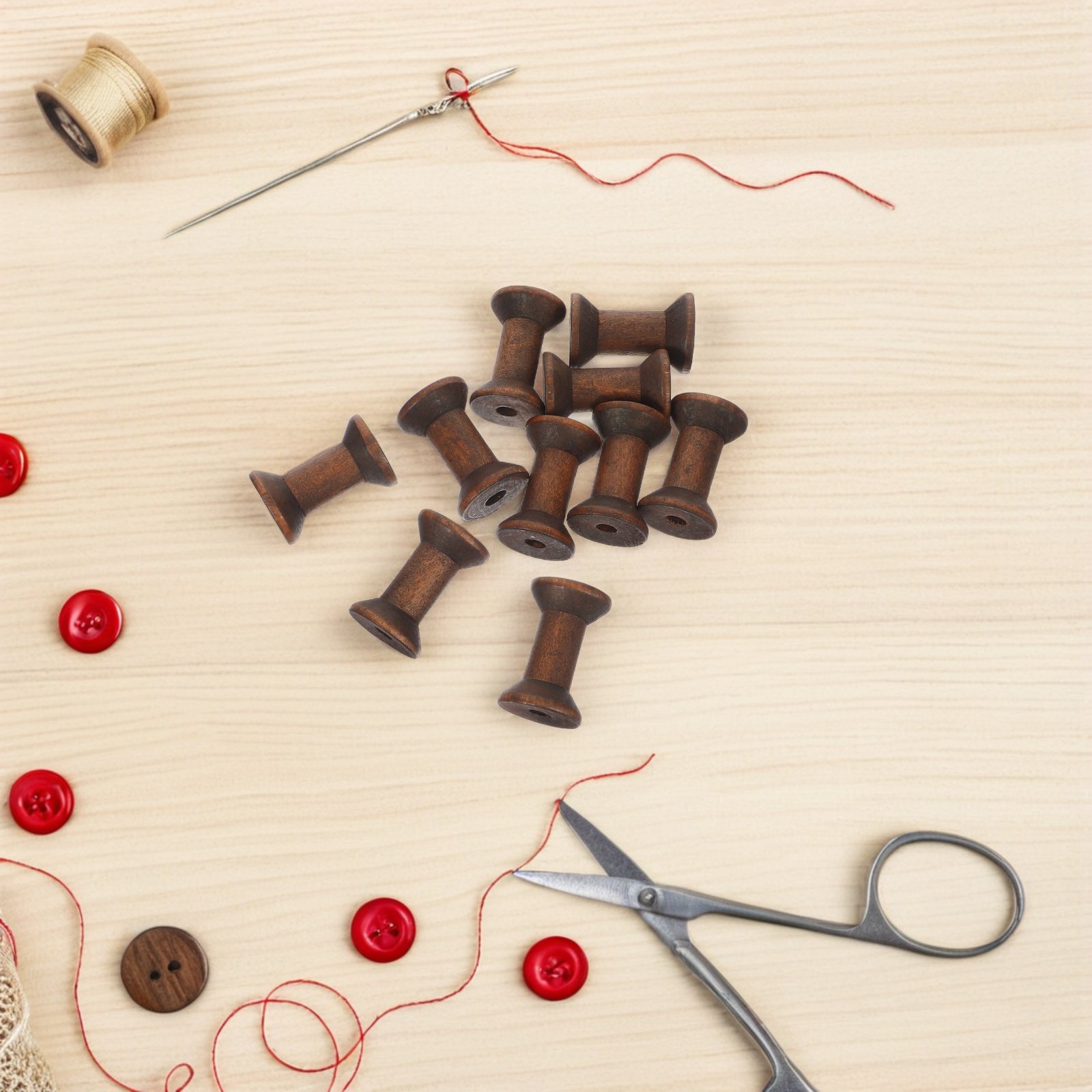 Organza Ribbon Spool - 10 Stück Naturholzspulen, Vintage Leere Spulen