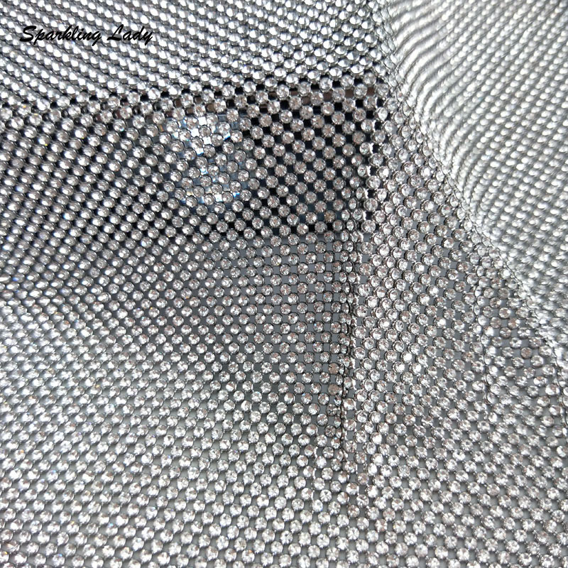 Crystal Mesh Fabric - 2MM Silber Kristall Mesh Stoffe Hochwertige