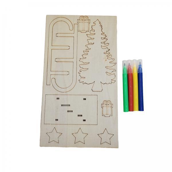Christmas Craft Embellishment - 3x DIY Holzhandwerk Weihnachtsschlitten Christbaumschmuck Handgefertigter