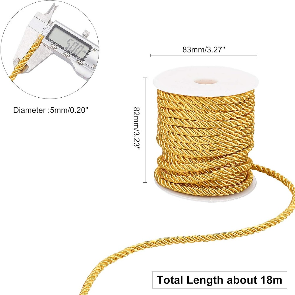 1 Rolle 59 Fuß Goldschnur, 5 m – Cord Trim Twisted Bewertung und Preis
