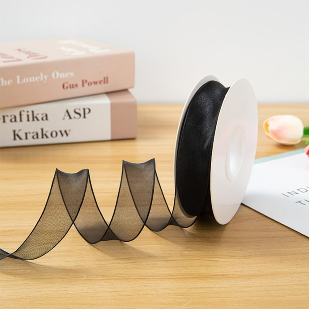 1 Zoll schwarzes Organzaband,  – Organza Ribbon Spool Bewertung und Preis
