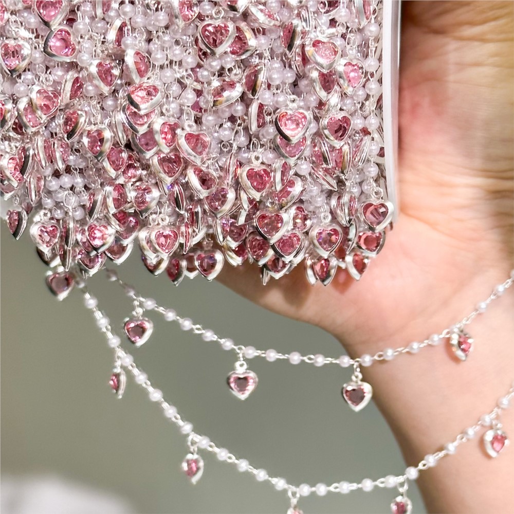 0,5 Meter/1 Meter Rosa Kristal – Pearl Trim Chain Bewertung und Preis