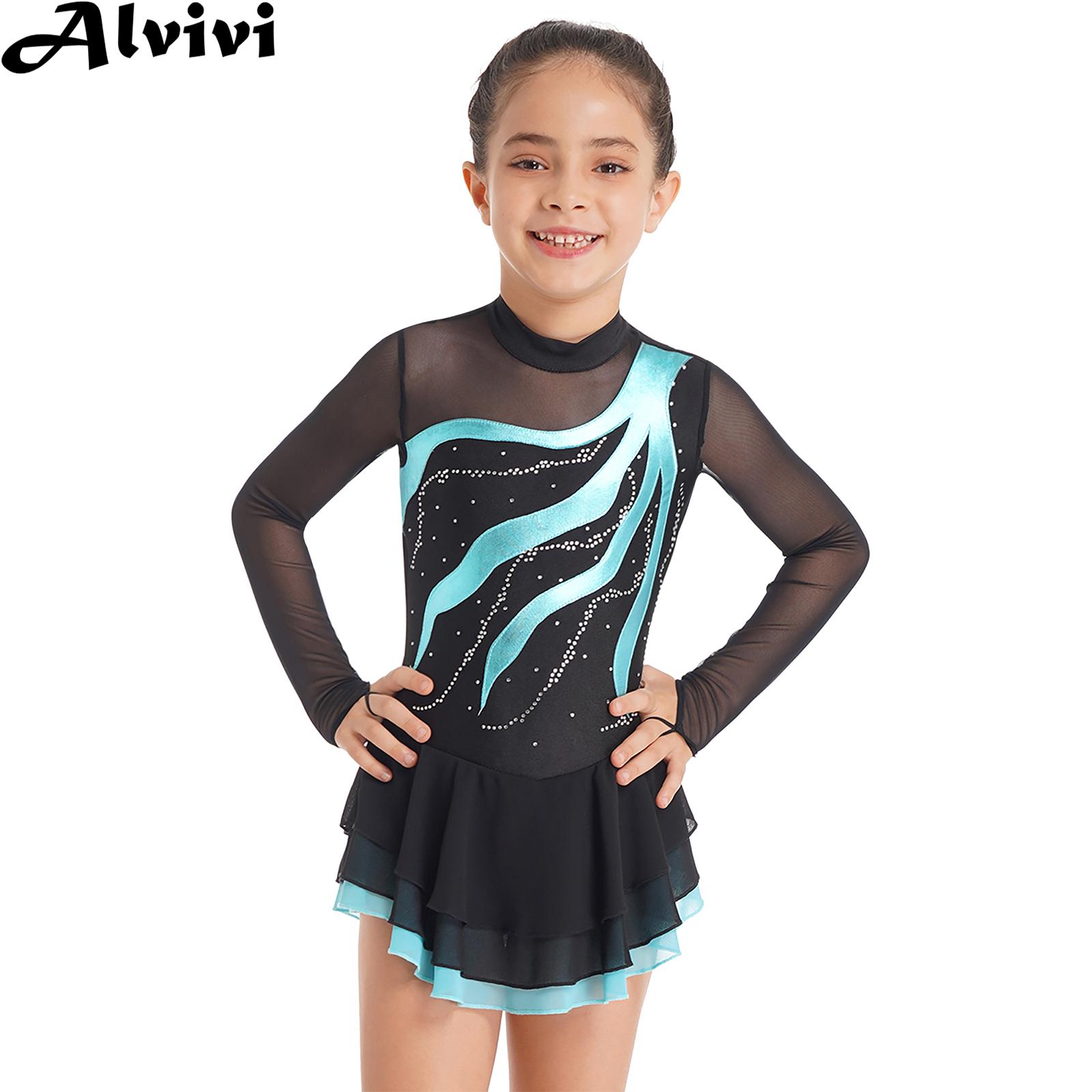 Mädchen Eiskunstlauf Kleidung  – Rhinestone Banding Trim Bewertung und Preis