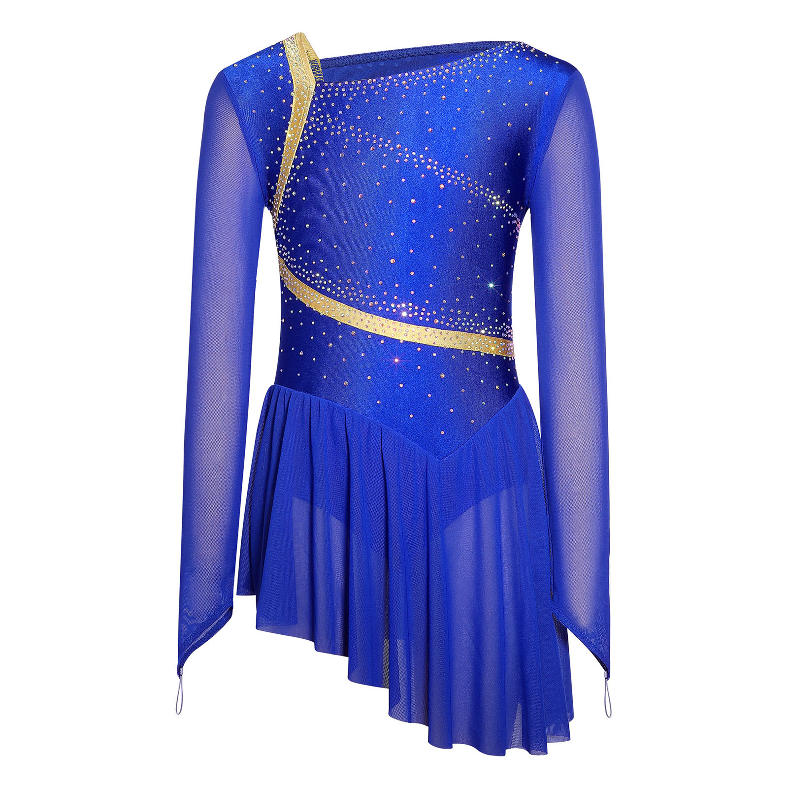 Mädchen Netz-Langarm-Turnanzug – Rhinestone Banding Trim Bewertung und Preis
